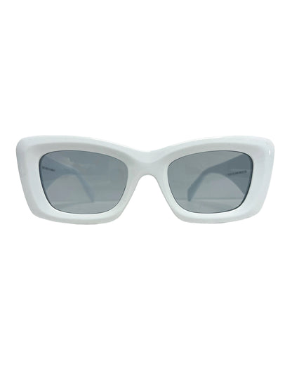 White rectangle glasses