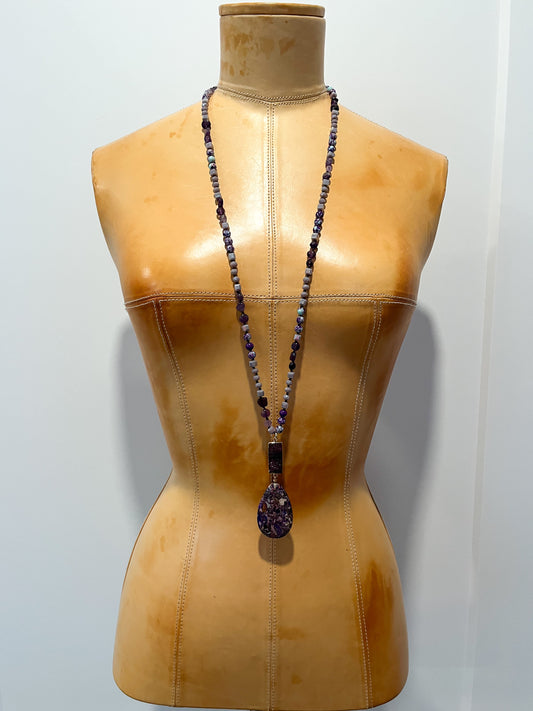 Long Purple Stone Necklace