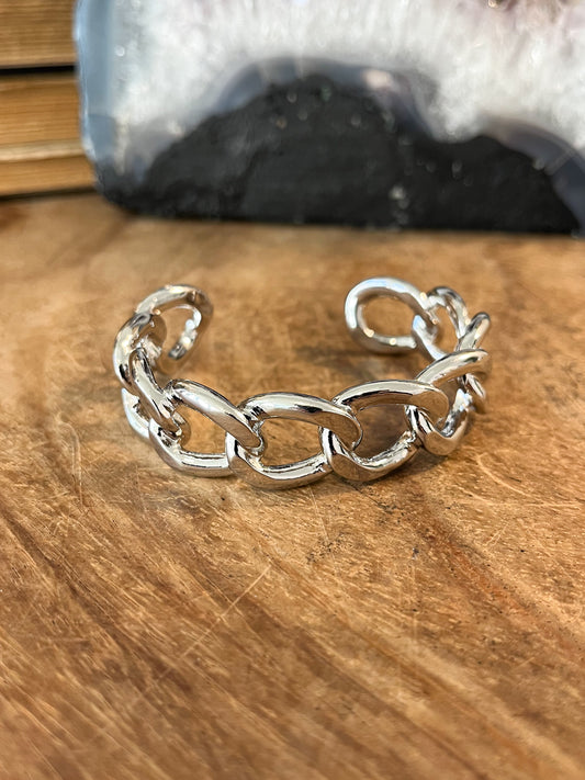 Silver Chainlink Cuff Bracelet