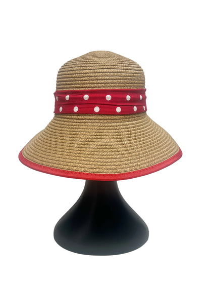 Red polka dot bow spring hat