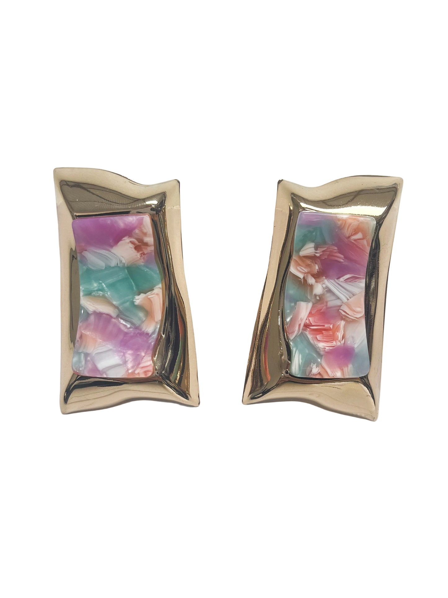 Multicolored abstract rectangle earrings