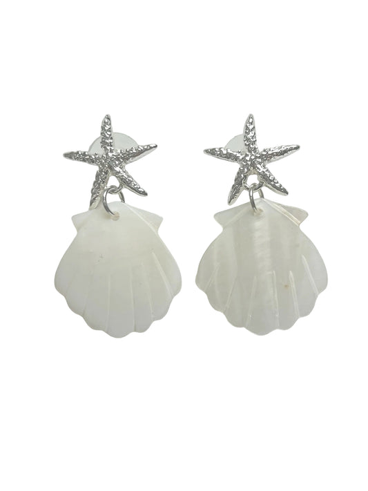 Silver and white spring fun earrings