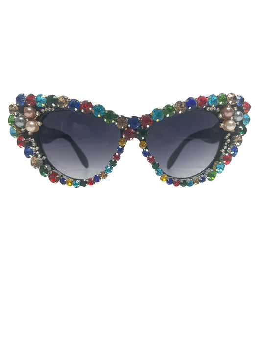 Multicolored crystal sunglasses
