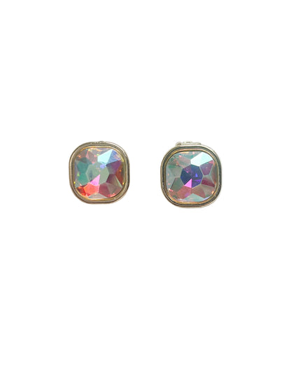 Square crystal clip on earrings