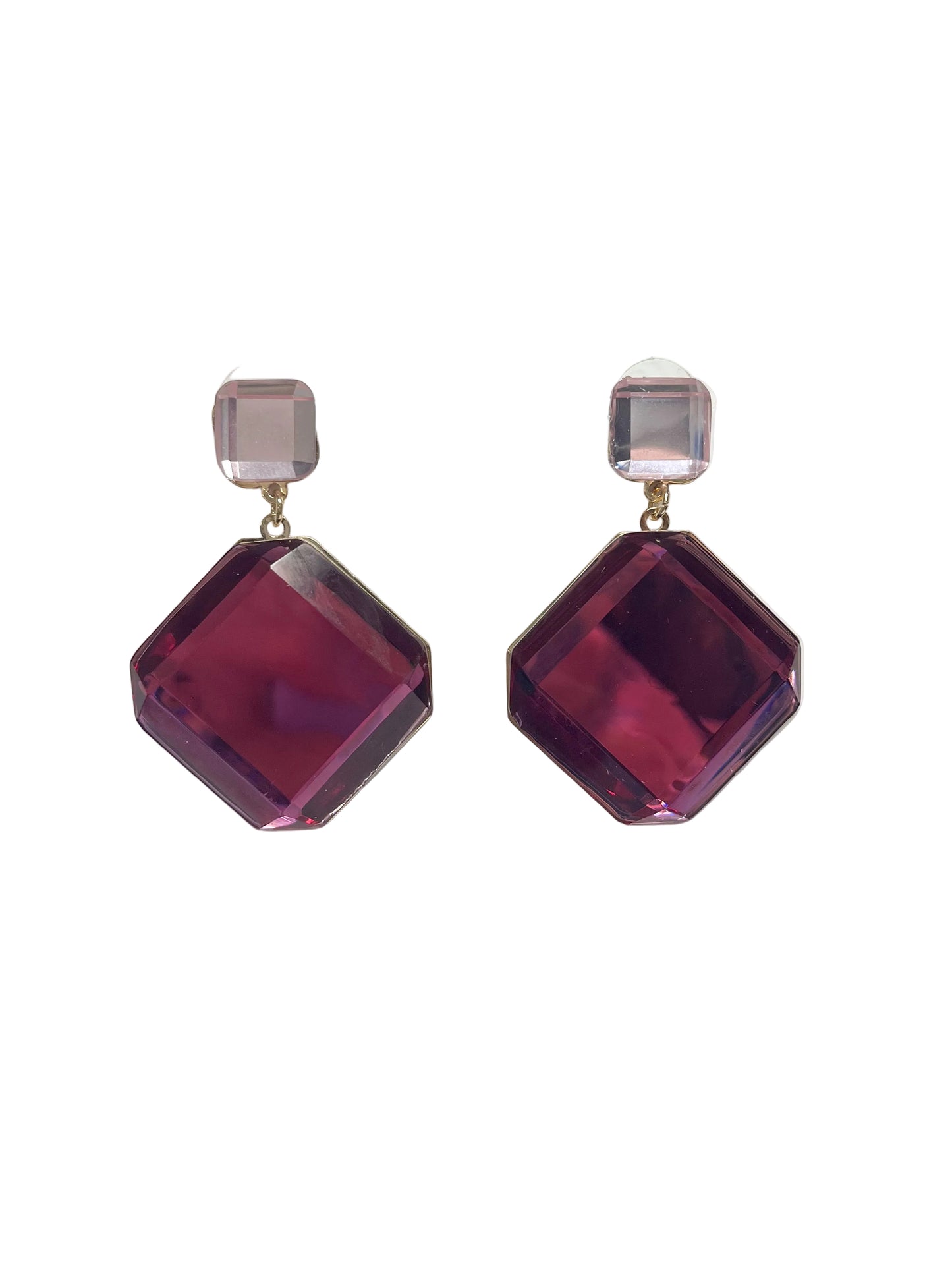 Layered pink square earrings