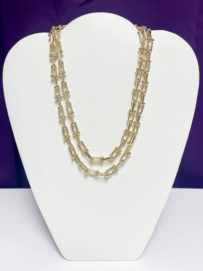 Long gold wrap chain necklace