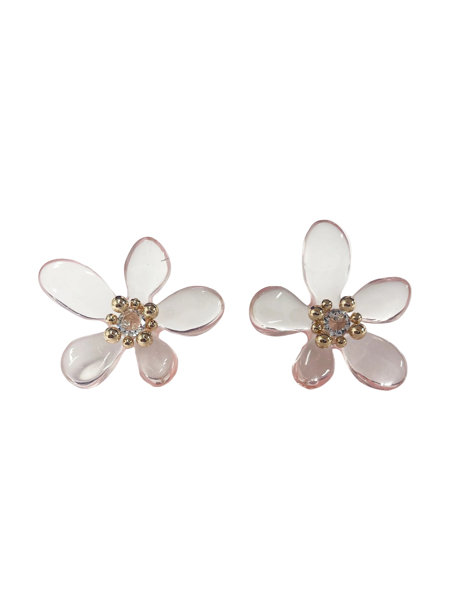 Clear pink petal earrings