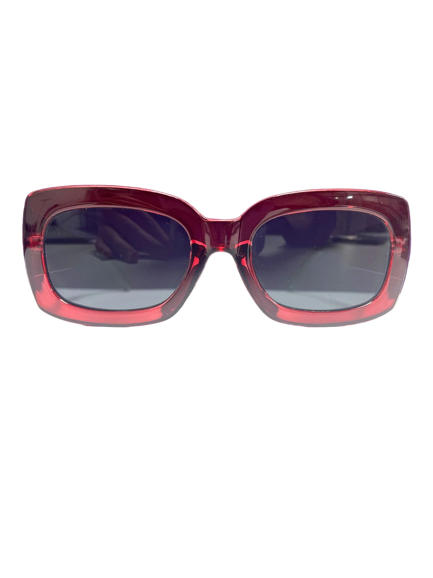 Rounded cranberry rectangle sunglasses