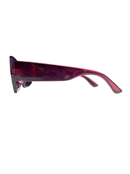 Rounded cranberry rectangle sunglasses