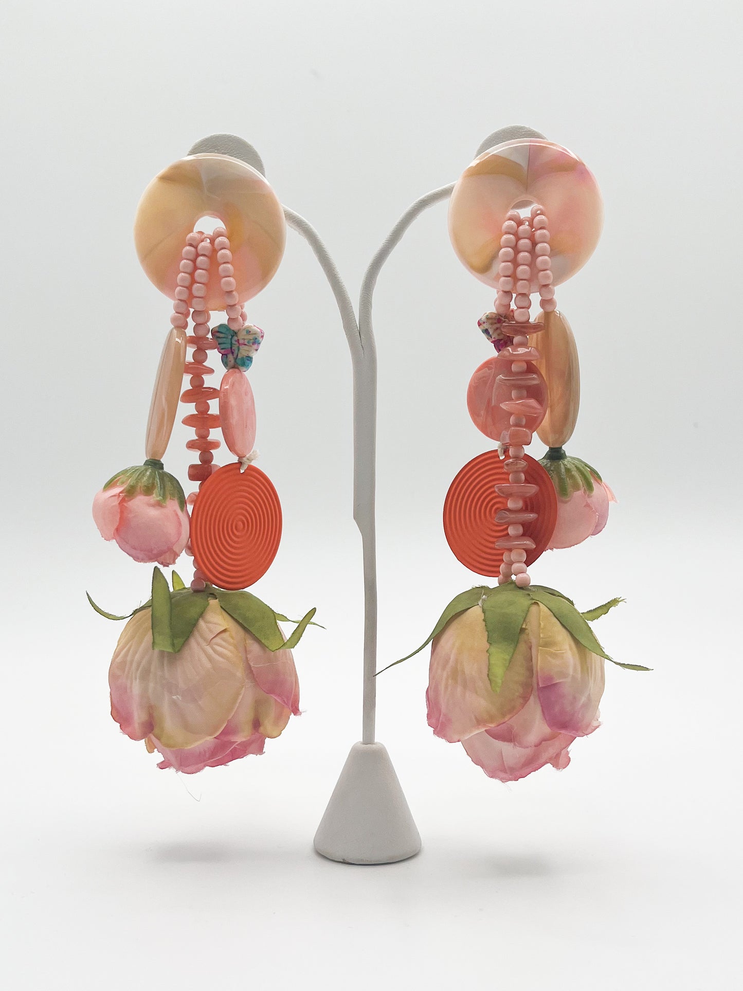 Bold Floral Drop earrings with disc