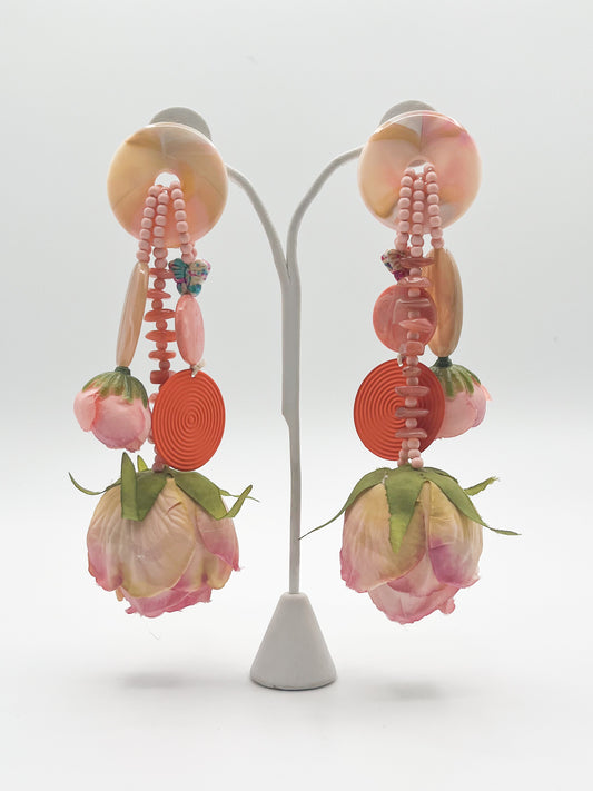 Bold Floral Drop earrings with disc