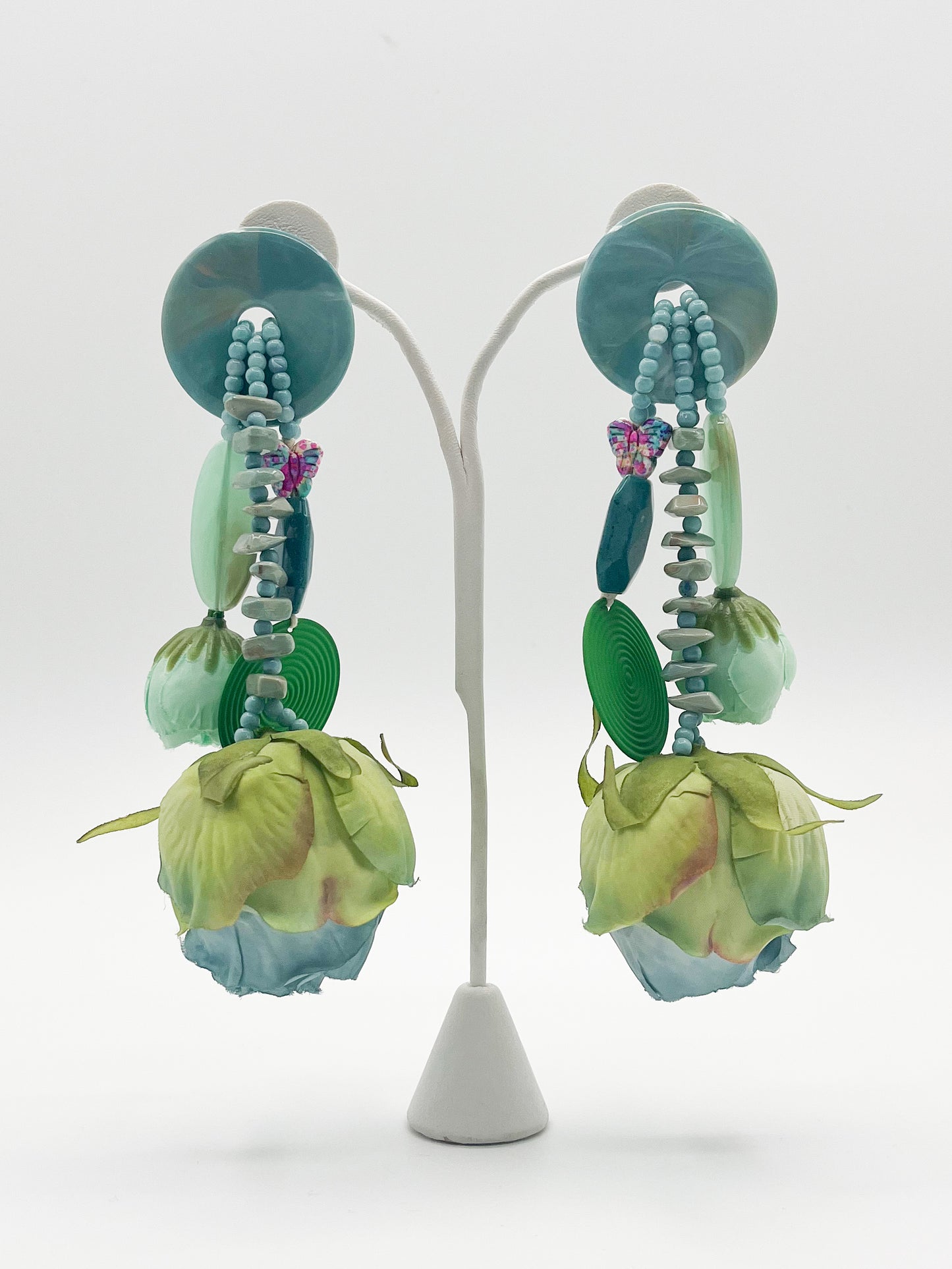 Bold Floral Drop earrings with disc