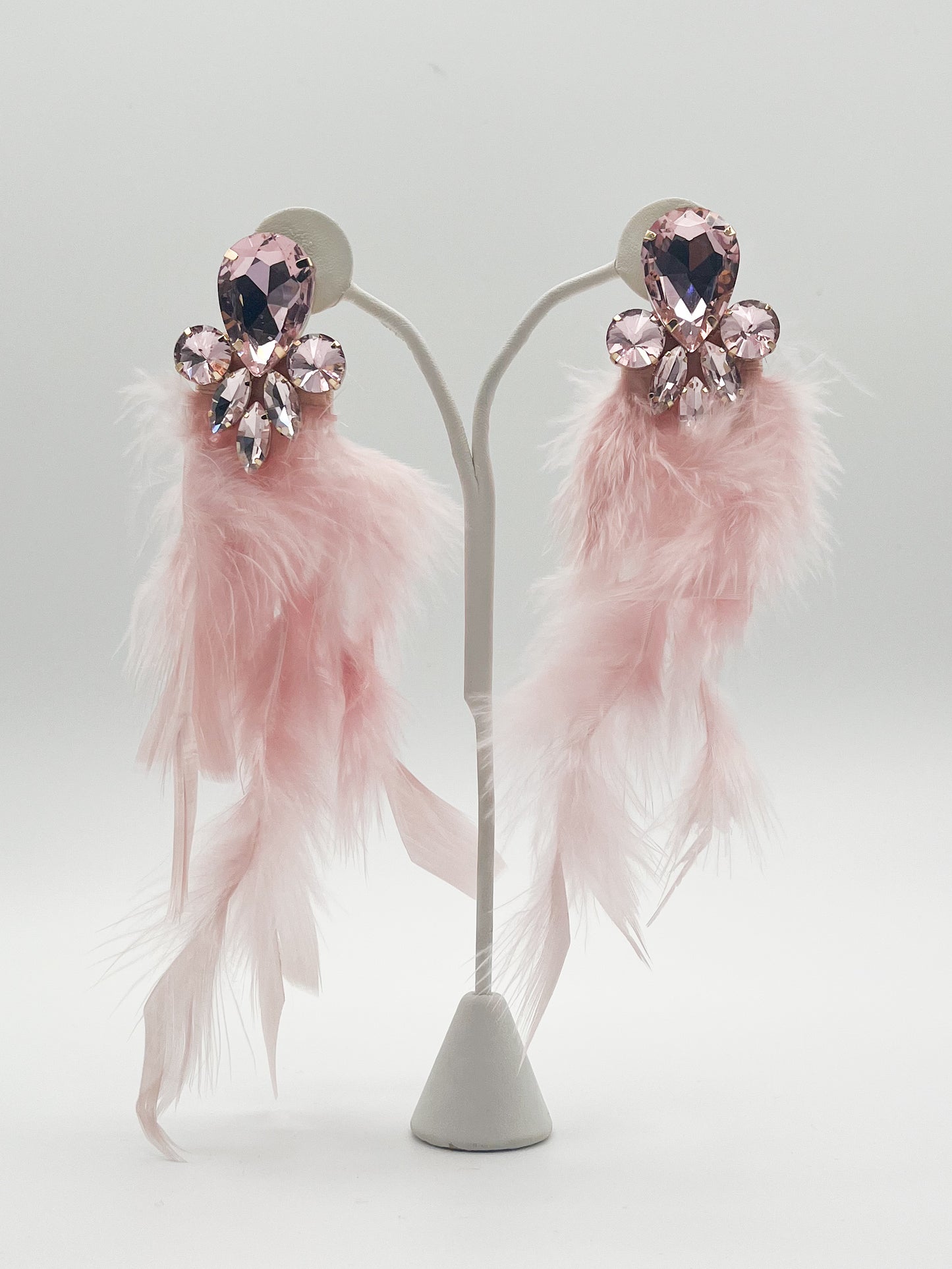 Bold pink feather earrings