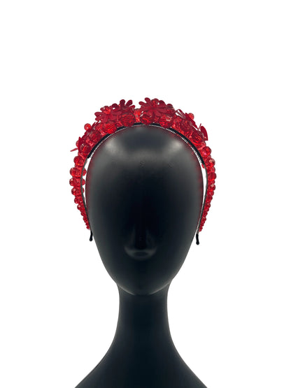 Red petal crystal headband