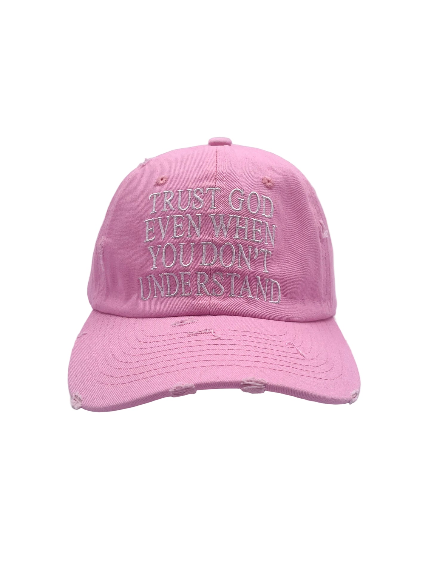 Distressed Pink script hat