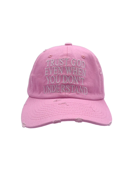 Distressed Pink script hat