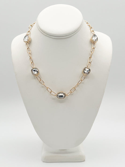 Clear Charm Gold Chain Necklace