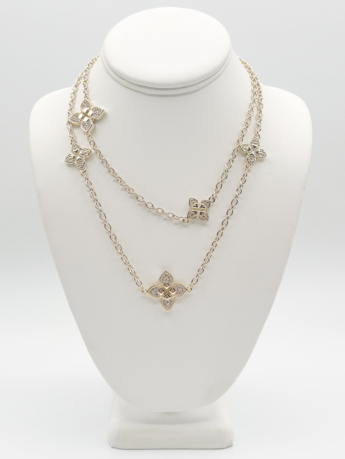 Gold Floral Pendant wrap necklace