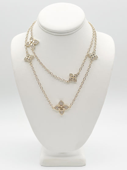 Gold Floral Pendant wrap necklace