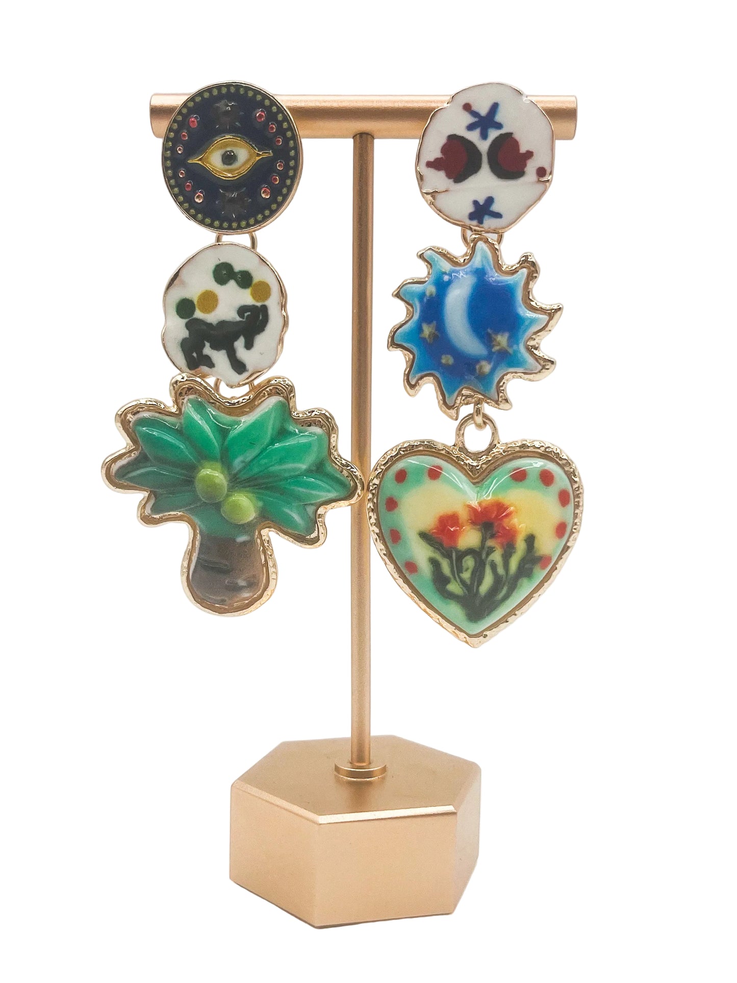 Dangle multicharm earrings