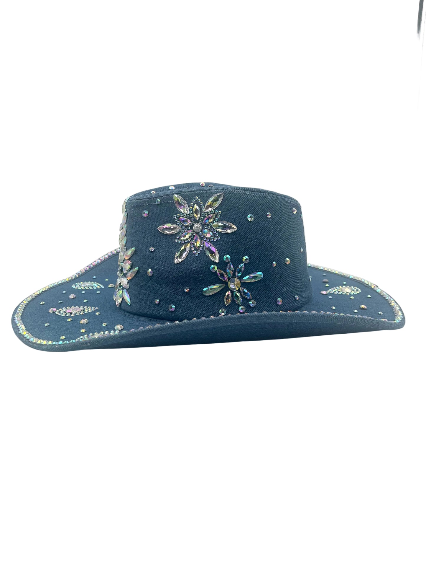 Bedazzled denim cowboy hat