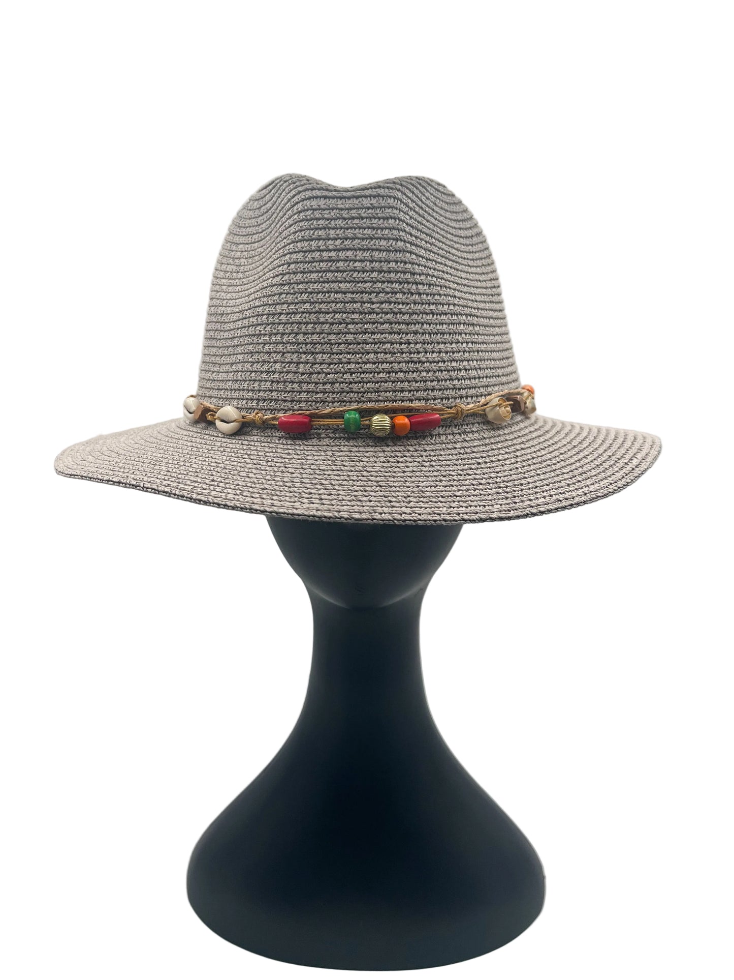 Grey beaded band hat