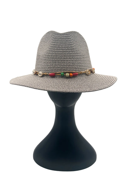 Grey beaded band hat