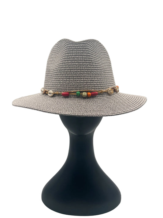 Grey beaded band hat