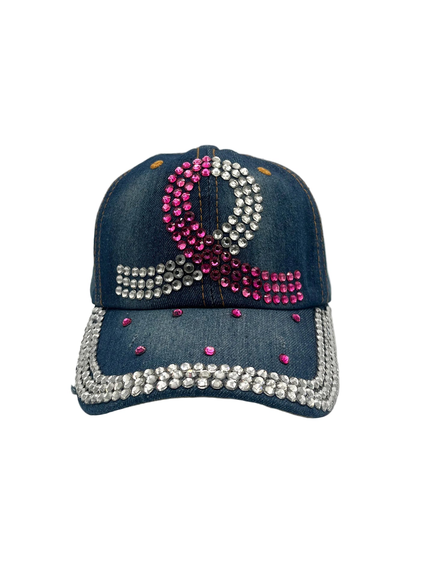 Denim ribbon hat