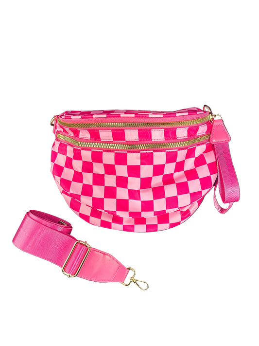 Pink checkered crossbody