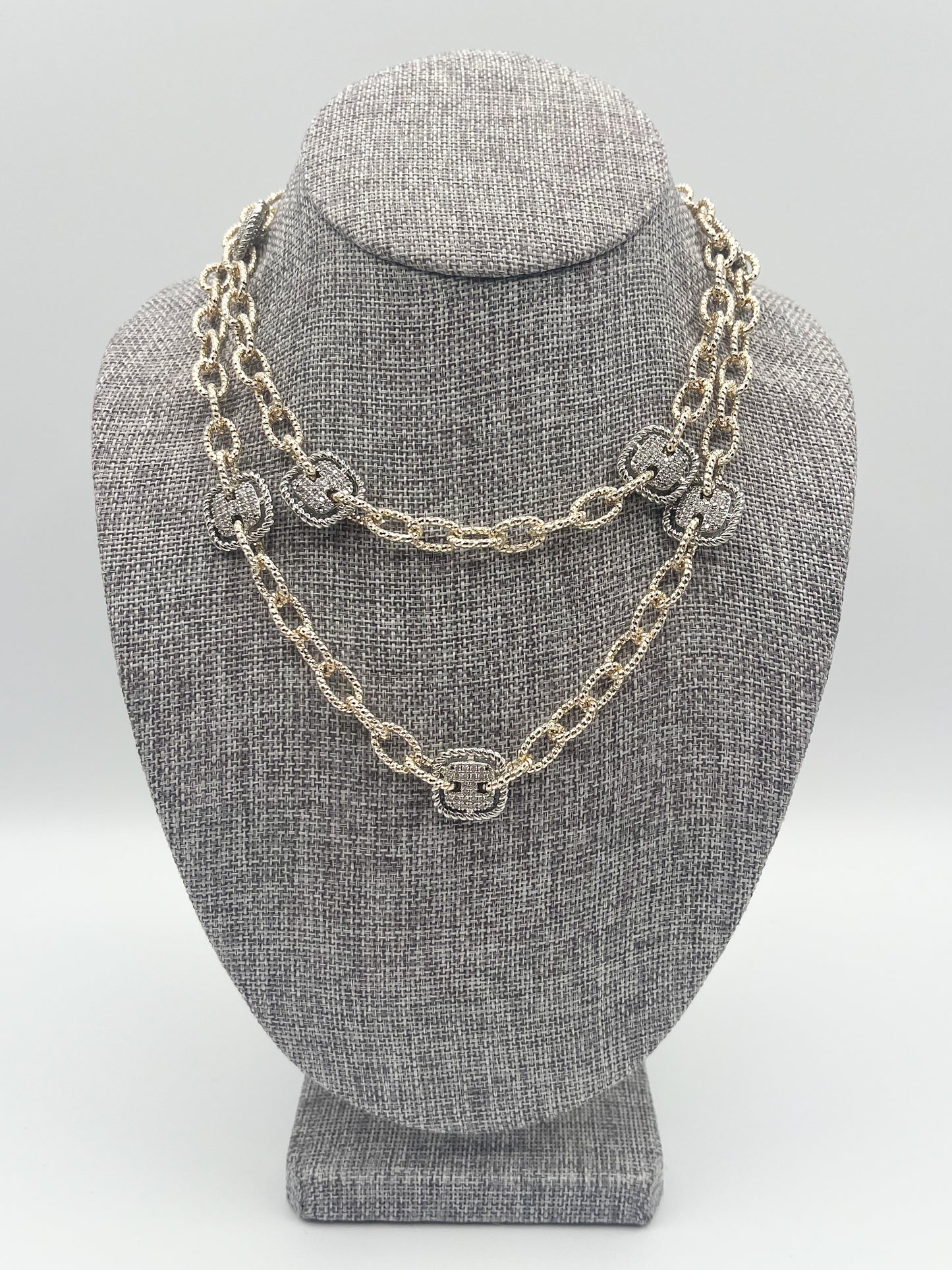 Square crystal charm necklace