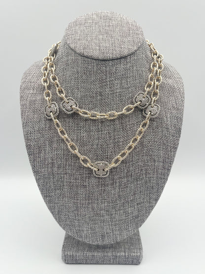 Square crystal charm necklace