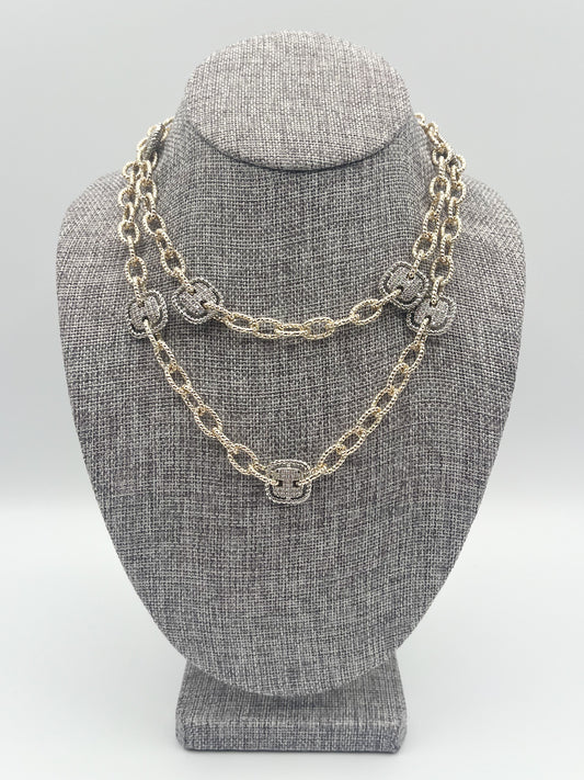 Square crystal charm necklace