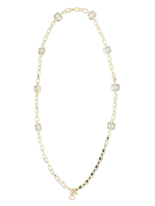 Square crystal charm necklace