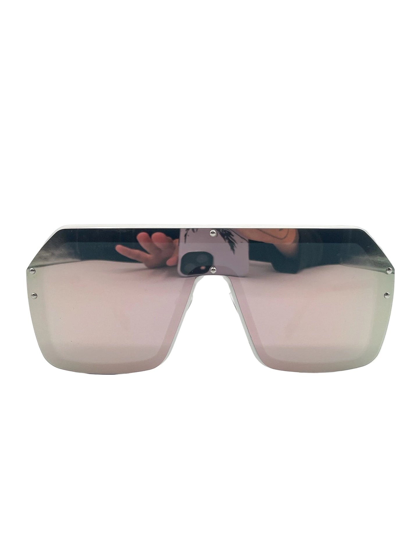 White brimless sunglasses