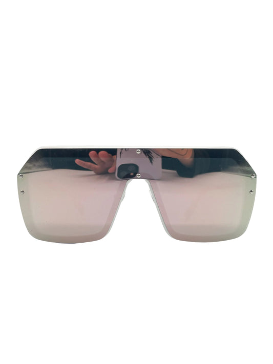 White brimless sunglasses