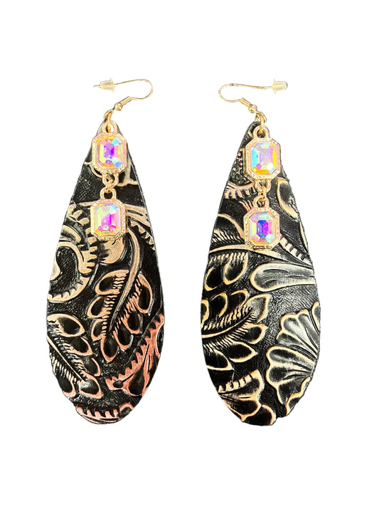 Pressed leather earrings