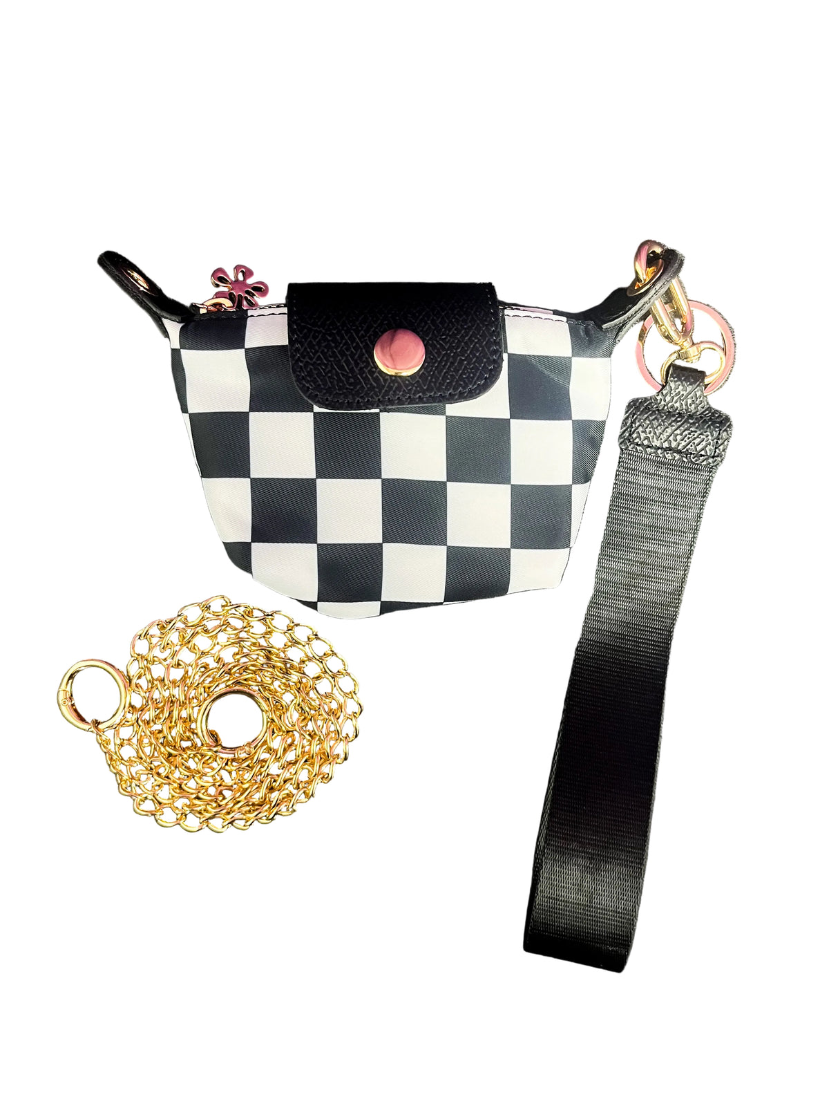 Small checkered crossbody/wristlet