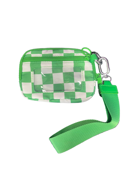 Green checkered Wristlet