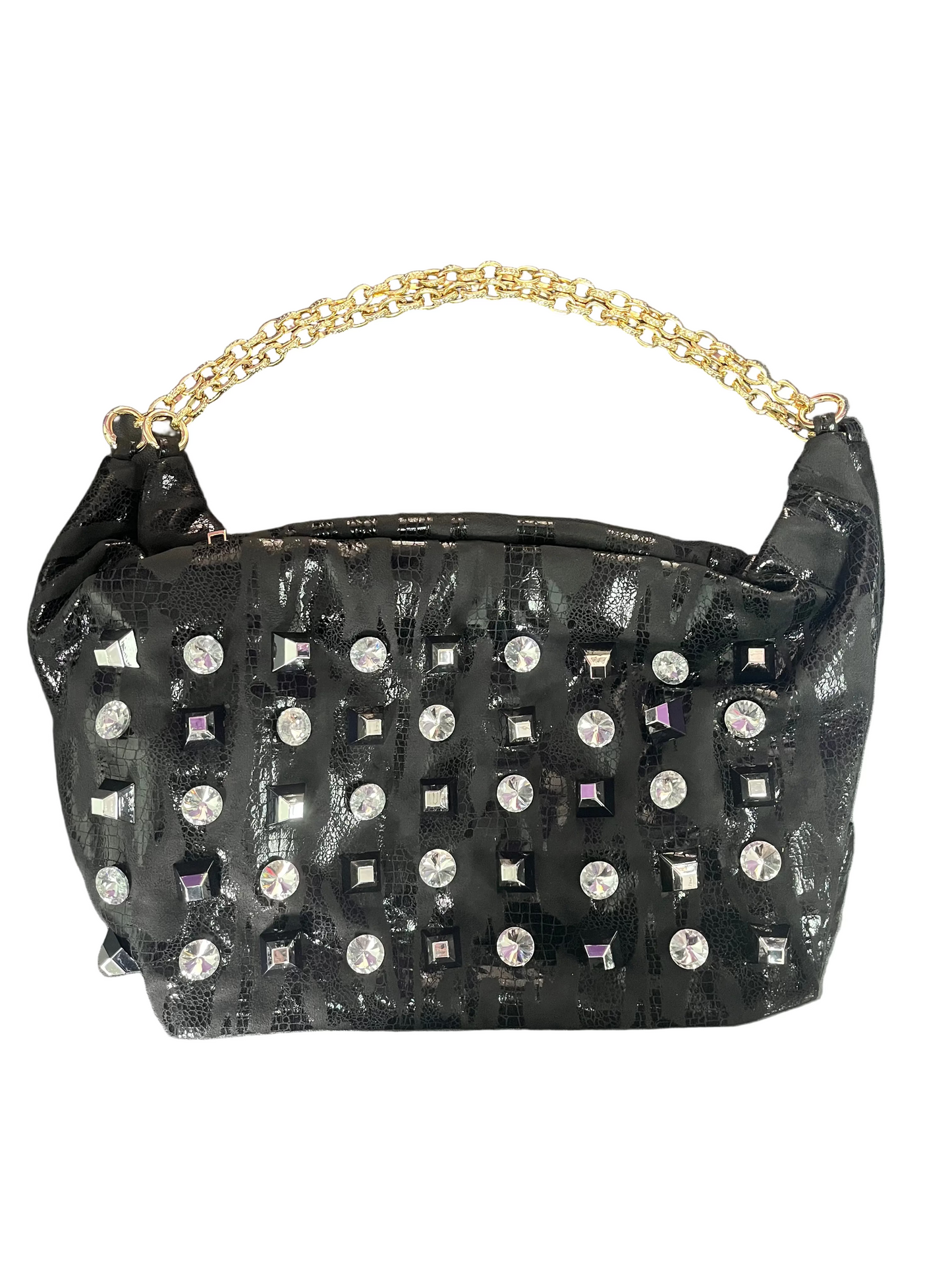 Black charm studded handbag