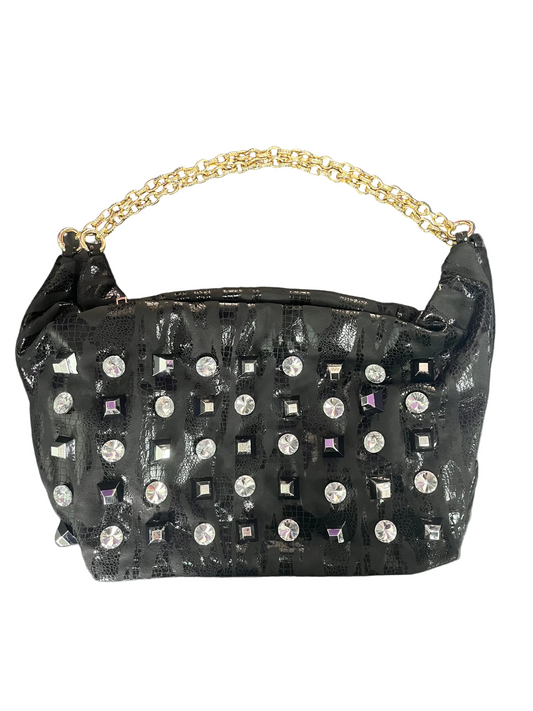 Black charm studded handbag