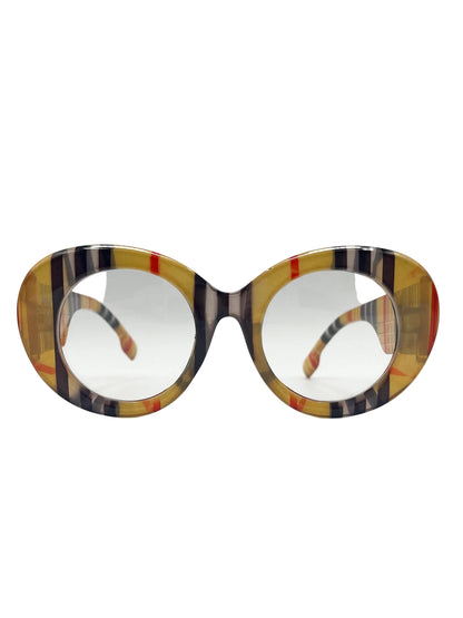 Plaid clear lens glasses