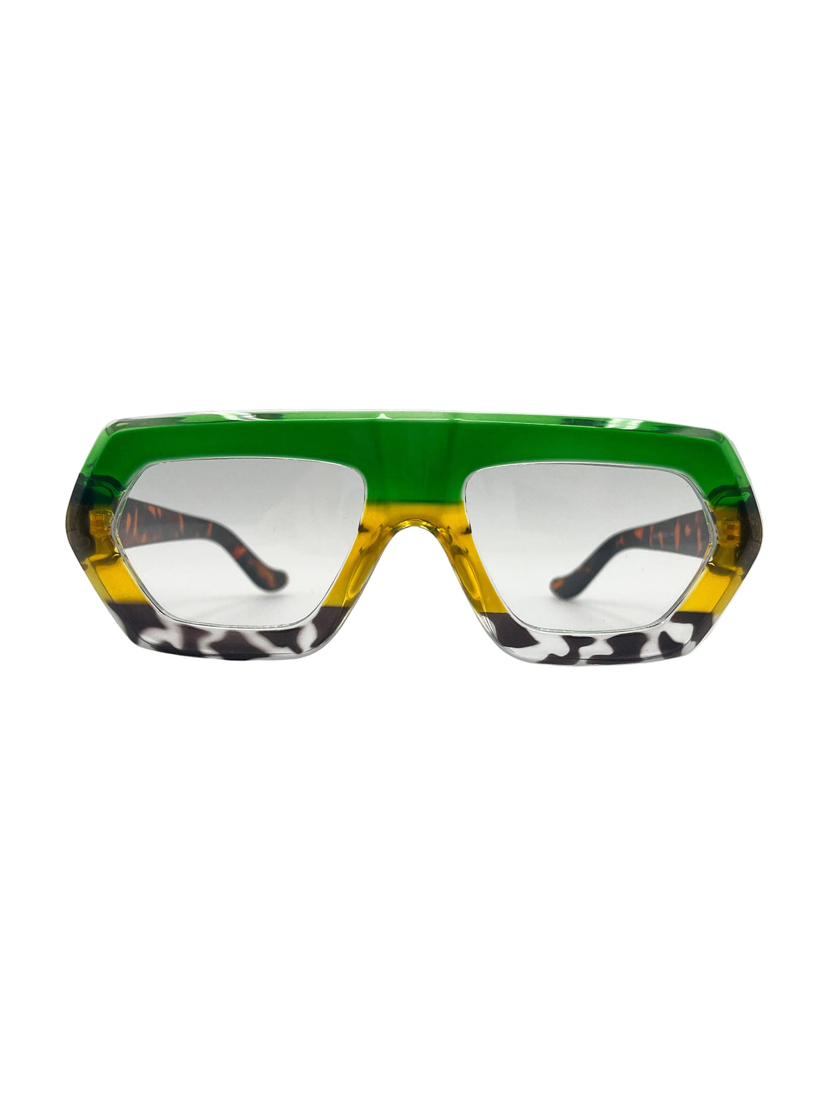 Multicolored clear lens sunglasses