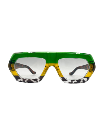 Multicolored clear lens sunglasses