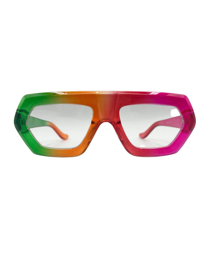 Multicolored clear lens sunglasses