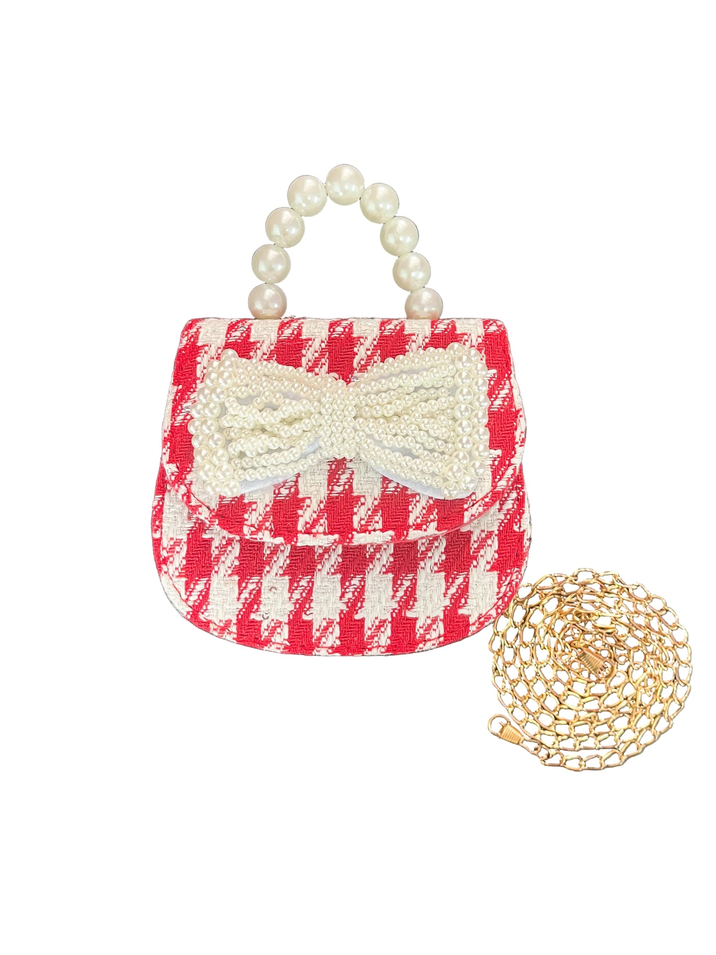 Small red printed bow crossbody