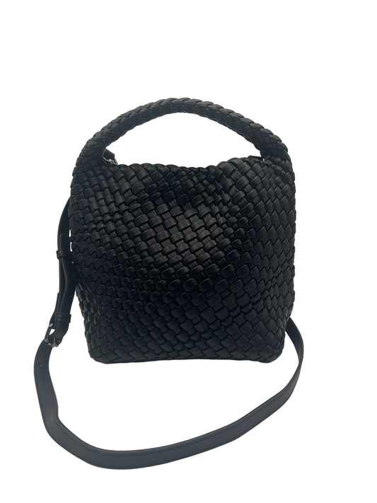 Black woven handbag