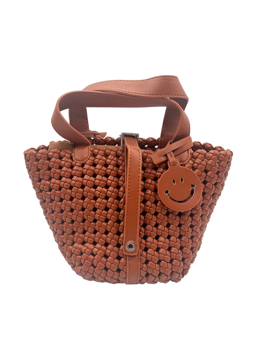 Brown woven handbag