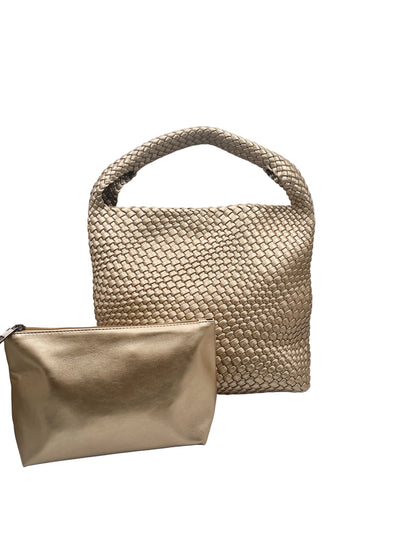 Golden Woven Handbag Set
