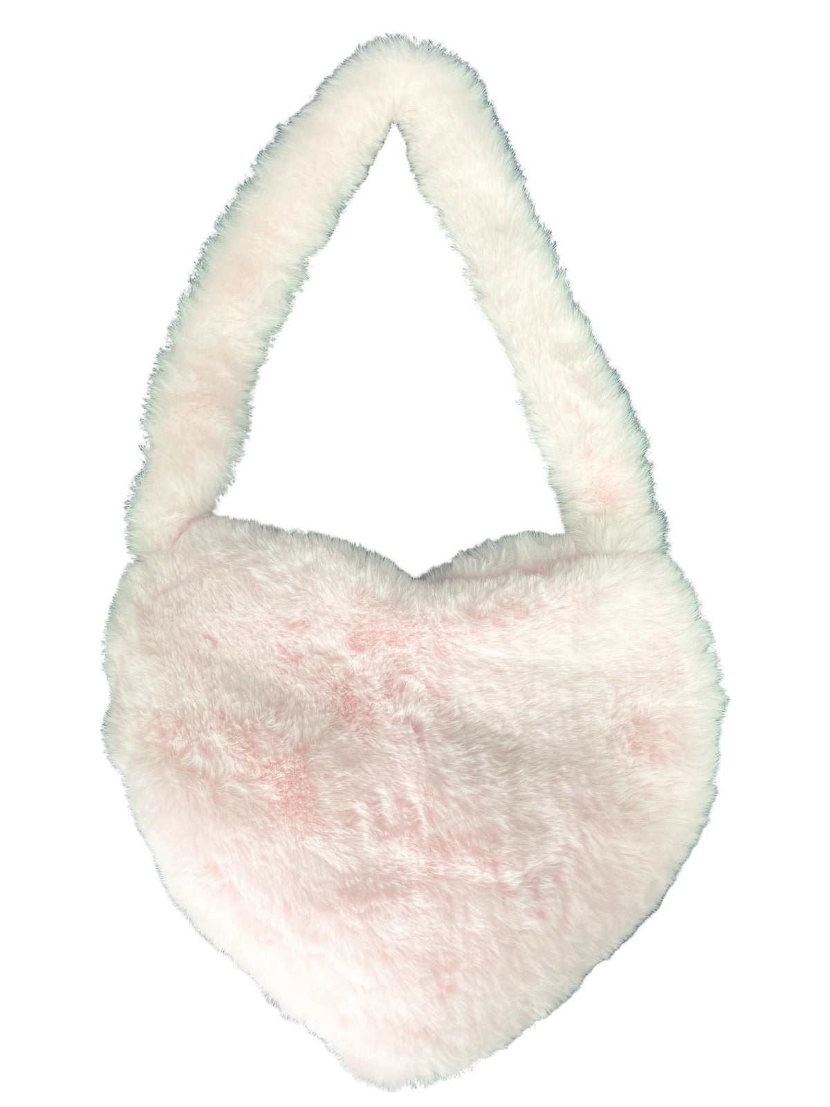 Pink fuzzy heart shaped purse